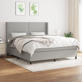 Box spring bed with light gray fabric mattress 160x200 cm by , Beds and slatted bases - Ref: Foro24-3131361, Price: 596,99 €,...