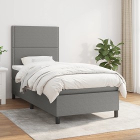 Box spring bed with dark gray fabric mattress 90x200 cm by , Beds and slatted bases - Ref: Foro24-3141666, Price: 338,10 €, D...