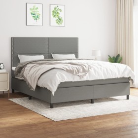 Box spring bed with dark gray fabric mattress 180x200 cm by , Beds and slatted bases - Ref: Foro24-3141714, Price: 603,75 €, ...