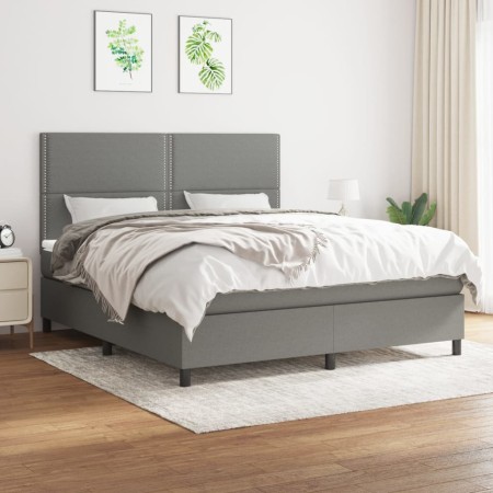 Box spring bed with dark gray fabric mattress 180x200 cm by , Beds and slatted bases - Ref: Foro24-3141714, Price: 593,20 €, ...