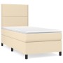 Cama box spring con colchón tela color crema 90x200 cm de , Camas y somieres - Ref: Foro24-3141670, Precio: 339,62 €, Descuen...