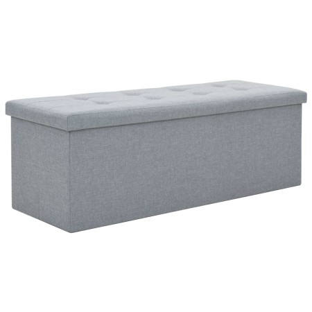 Banco almacenaje plegable lino sintético 110x38x38 gris claro de vidaXL, Bancos para recibidores y almacenamiento - Ref: Foro...