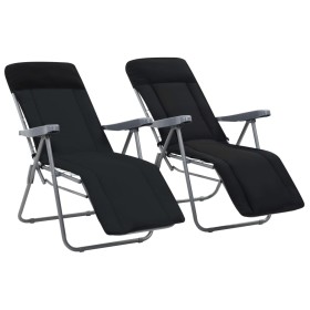 Folding garden chairs with cushions 2 units black by vidaXL, Garden chairs - Ref: Foro24-44319, Price: 144,23 €, Discount: %