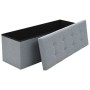 Banco almacenaje plegable lino sintético 110x38x38 gris claro de vidaXL, Bancos para recibidores y almacenamiento - Ref: Foro...