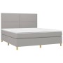 Box spring bed with light gray fabric mattress 180x200 cm by , Beds and slatted bases - Ref: Foro24-3142273, Price: 614,69 €,...