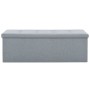 Banco almacenaje plegable lino sintético 110x38x38 gris claro de vidaXL, Bancos para recibidores y almacenamiento - Ref: Foro...