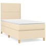 Cama box spring con colchón tela color crema 100x200 cm de , Camas y somieres - Ref: Foro24-3142238, Precio: 368,29 €, Descue...