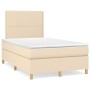 Cama box spring con colchón tela color crema 120x200 cm de , Camas y somieres - Ref: Foro24-3142246, Precio: 427,99 €, Descue...