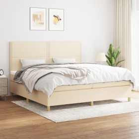 Box spring bed with cream fabric mattress 200x200 cm by , Beds and slatted bases - Ref: Foro24-3142286, Price: 651,16 €, Disc...