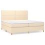 Box spring bed with cream fabric mattress 200x200 cm by , Beds and slatted bases - Ref: Foro24-3142286, Price: 671,47 €, Disc...