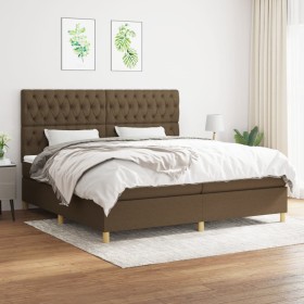 Cama box spring con colchón tela marrón oscuro 200x200 cm de , Camas y somieres - Ref: Foro24-3142604, Precio: 679,87 €, Desc...