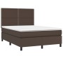 Cama box spring con colchón cuero sintético marrón 140x200cm de , Camas y somieres - Ref: Foro24-3142788, Precio: 525,44 €, D...