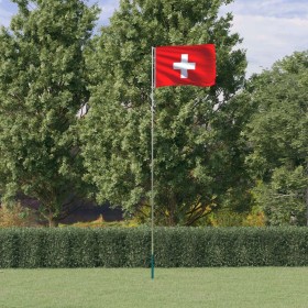 Aluminum pole and flag of Switzerland 5.55 m by , Flags and windsocks - Ref: Foro24-3147143, Price: 50,02 €, Discount: %