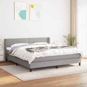 Box spring bed with light gray fabric mattress 180x200 cm by , Beds and slatted bases - Ref: Foro24-3129649, Price: 565,82 €,...