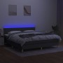 Box spring bed with mattress and LED dark gray fabric 180x200 cm by , Beds and slatted bases - Ref: Foro24-3133654, Price: 53...