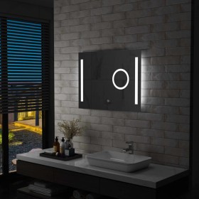 LED and touch sensor wall-mounted bathroom mirror 80x60 cm by , Mirrors - Ref: Foro24-144740, Price: 121,92 €, Discount: %