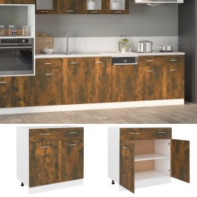 Armario inferior contrachapado roble ahumado 80x46x81,5cm de , Armarios de cocina - Ref: Foro24-815579, Precio: 106,96 €, Des...