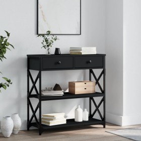 Black engineered wood console table 75x28x75 cm by , Side tables - Ref: Foro24-834195, Price: 75,85 €, Discount: %