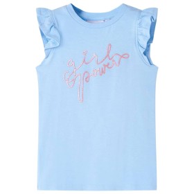 Camiseta infantil de manga volante azul claro 140 de , Camisetas para niños - Ref: Foro24-11328, Precio: 7,99 €, Descuento: %