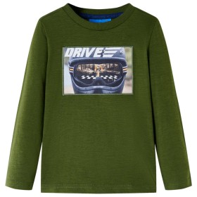 Dark khaki long-sleeved children's t-shirt size 140 by , Kids T-shirts - Ref: Foro24-12638, Price: 10,99 €, Discount: %