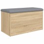 Bench with storage engineered wood Sonoma oak 82x42x45 cm by , Benches for halls and storage - Ref: Foro24-835049, Price: 95,...