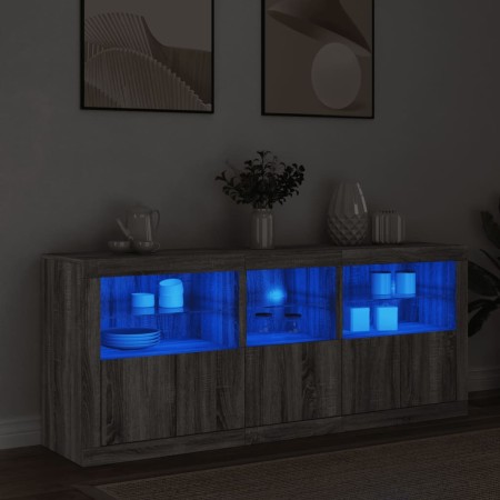 Sideboard with Sonoma grey LED lights 162x37x67 cm by , Sideboards - Ref: Foro24-3209000, Price: 202,36 €, Discount: %