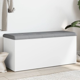 White engineered wood storage bench 102x42x45 cm by , Benches for halls and storage - Ref: Foro24-835054, Price: 118,77 €, Di...