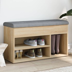 Shoe bench engineered wood Sonoma oak 82x32x45.5 cm by , Benches for halls and storage - Ref: Foro24-835028, Price: 94,54 €, ...