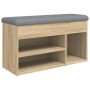 Banco zapatero madera de ingeniería roble Sonoma 82x32x45,5 cm de , Bancos para recibidores y almacenamiento - Ref: Foro24-83...