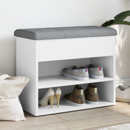 White engineered wood shoe bench 62x32x50 cm by , Benches for halls and storage - Ref: Foro24-835096, Price: 77,17 €, Discoun...