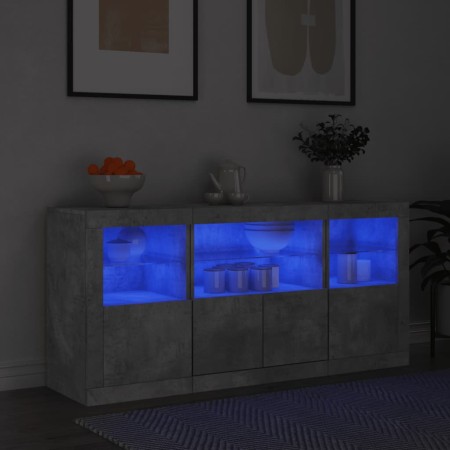 Sideboard with LED lights in concrete gray 142.5x37x67 cm by , Sideboards - Ref: Foro24-3209068, Price: 156,37 €, Discount: %