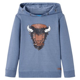 Sudadera infantil con capucha azul melange 128 de , Camisetas para niños - Ref: Foro24-13017, Precio: 12,99 €, Descuento: %