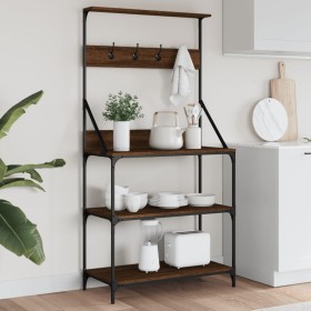 Kitchen shelf with brown oak wood engineering hooks by , Kitchen utensil containers - Ref: Foro24-838962, Price: 73,98 €, Dis...