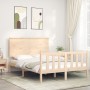 Bed frame with solid wood headboard 140x200 cm by , Beds and slatted bases - Ref: Foro24-3193401, Price: 129,99 €, Discount: %