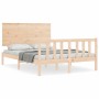 Bed frame with solid wood headboard 140x200 cm by , Beds and slatted bases - Ref: Foro24-3193401, Price: 129,99 €, Discount: %