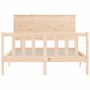 Bed frame with solid wood headboard 140x200 cm by , Beds and slatted bases - Ref: Foro24-3193401, Price: 129,99 €, Discount: %