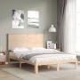 Bed frame with solid wood headboard 140x200 cm by , Beds and slatted bases - Ref: Foro24-3193661, Price: 144,52 €, Discount: %