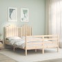 Bed frame with solid wood headboard 140x190 cm by , Beds and slatted bases - Ref: Foro24-3194161, Price: 140,78 €, Discount: %