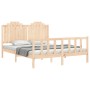 Double bed frame with solid wood headboard by , Beds and slatted bases - Ref: Foro24-3192301, Price: 180,37 €, Discount: %