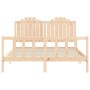 Double bed frame with solid wood headboard by , Beds and slatted bases - Ref: Foro24-3192301, Price: 180,37 €, Discount: %