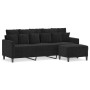 Sofá de 3 plazas con taburete de terciopelo negro 180 cm de , Sofás - Ref: Foro24-3201112, Precio: 356,26 €, Descuento: %