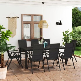 Juego de comedor para jardín 9 piezas negro de , Conjuntos de jardín - Ref: Foro24-3060063, Precio: 703,29 €, Descuento: %