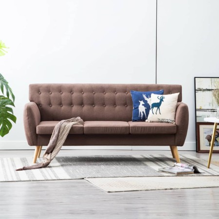 3-seater sofa upholstered in brown fabric 172x70x82 cm by , Sofas - Ref: Foro24-247126, Price: 282,38 €, Discount: %