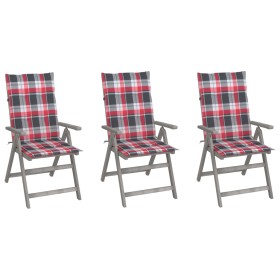 Reclining garden chairs 3 pcs solid acacia wood cushions by , Garden chairs - Ref: Foro24-3064741, Price: 230,51 €, Discount: %