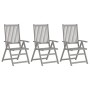 Reclining garden chairs 3 pcs solid acacia wood cushions by , Garden chairs - Ref: Foro24-3064741, Price: 230,51 €, Discount: %