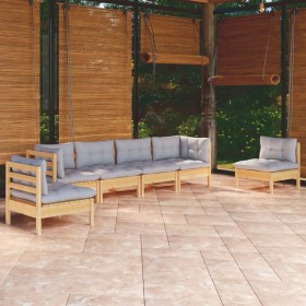 Garden furniture set 6 pieces and cushions solid pine wood by , Garden sets - Ref: Foro24-3096195, Price: 477,94 €, Discount: %