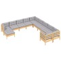 Garden furniture 11 pieces and gray pine wood cushions by , Garden sets - Ref: Foro24-3097054, Price: 870,35 €, Discount: %