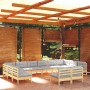 Muebles de jardín 12 pzas y cojines madera maciza de pino gris de , Conjuntos de jardín - Ref: Foro24-3097222, Precio: 900,99...