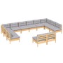 Garden furniture 12 pieces and cushions solid gray pine wood by , Garden sets - Ref: Foro24-3097222, Price: 969,09 €, Discoun...