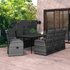 Juego de comedor de jardín 9 pzas con cojines gris de , Conjuntos de jardín - Ref: Foro24-3099502, Precio: 1,00 €, Descuento: %